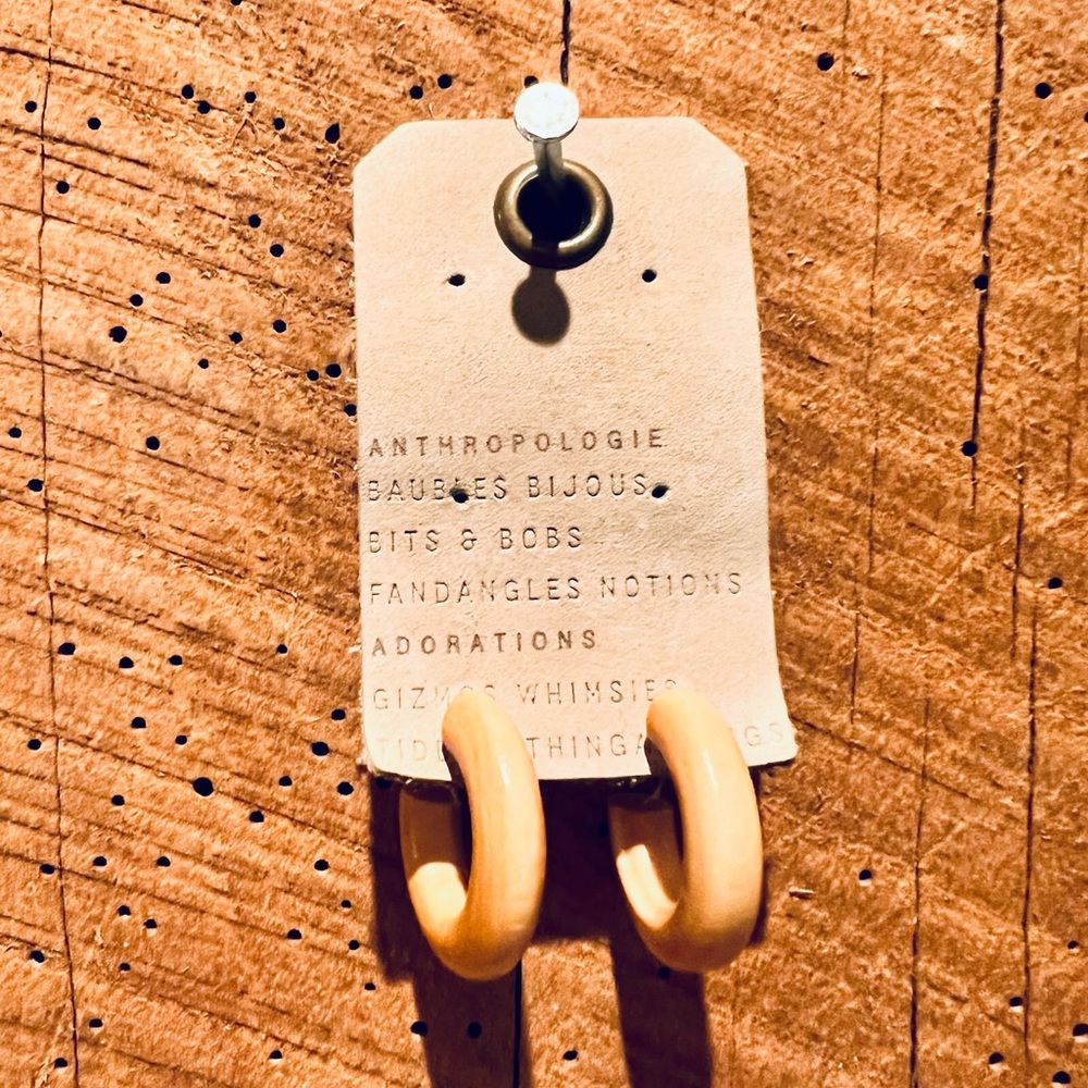 Anthropologie Wooden Huggie earrings